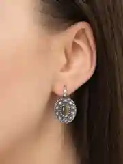 Крупные серьги с искусственным кошачьим глазом