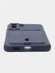 Синий чехол для Samsung Galaxy S21 FE, S21FE (Самсунг С21 ФЕ, С21ФЕ) силиконовый, с карманом
