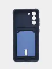 Синий чехол для Samsung Galaxy S21 FE, S21FE (Самсунг С21 ФЕ, С21ФЕ) силиконовый, с карманом