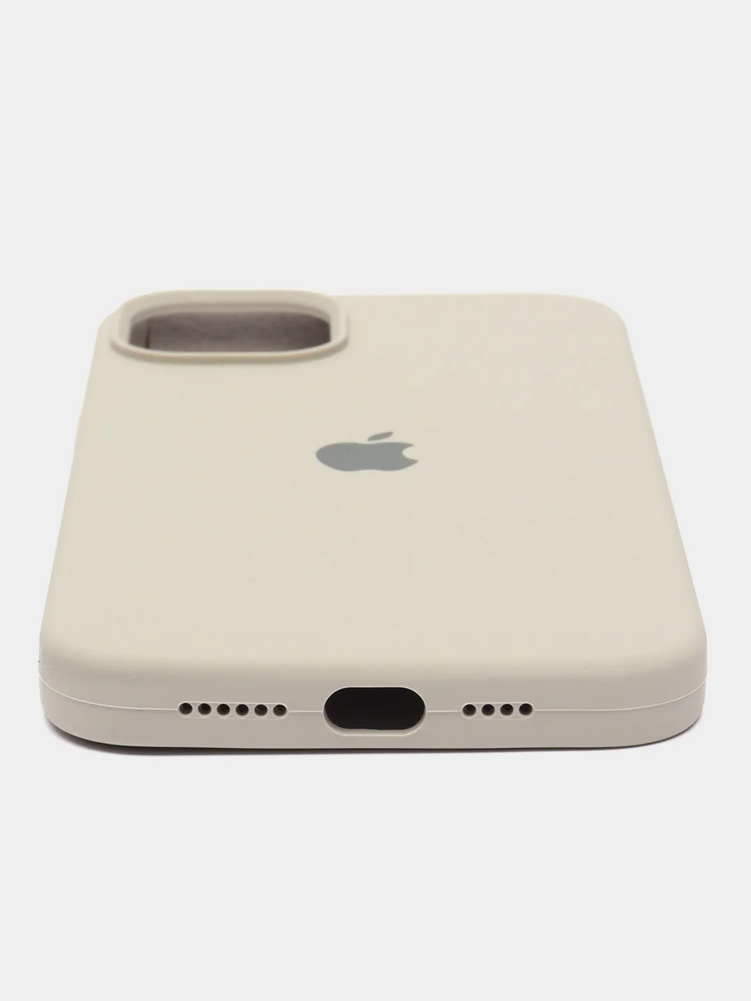 Серебряный чехол Silicone Case для iPhone 14, 14 Pro, 14 Plus, 14 Pro Max, с закрытым низом