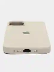 Серебряный чехол Silicone Case для iPhone 14, 14 Pro, 14 Plus, 14 Pro Max, с закрытым низом