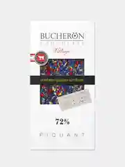 Шоколад горький 72% BUCHERON с ароматом вишни, клюквой, розовым перцем, васильком, 100г