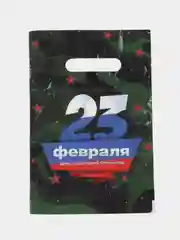 Зеленый пакет подарочный детский полиэтиленовый с вырубной ручкой, 20 х 30 см, 30 мк
