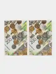 Зелёный хаки наклейки на банковскую карту "Деньги". 20 видов. Ламинированные. 2 наклейки в комплекте