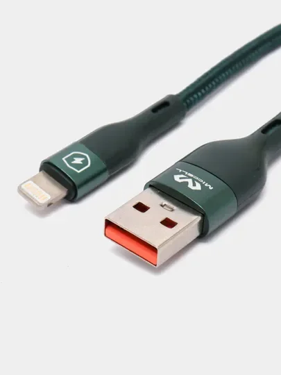 Синий кабель зарядный для iPhone lightning, нейлон, 1,2 м, Miccell VQ-D129