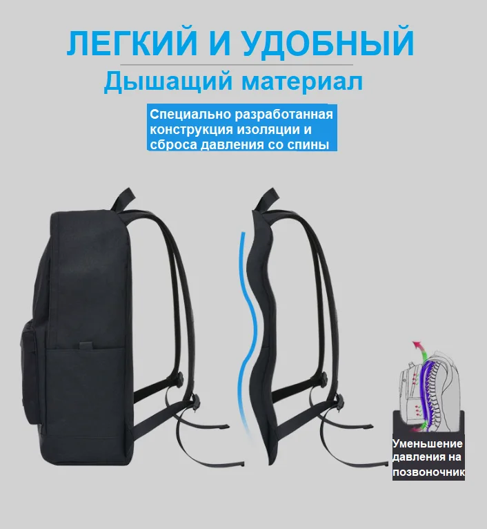 Рюкзак мужской, водоотталкивающий, с USB, с отсеком для ноутбука
