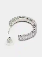 Серебряный серьги кольца со стразами