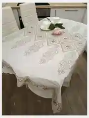 Светло-бежевый скатерть клеенка на стол на тканевой основе