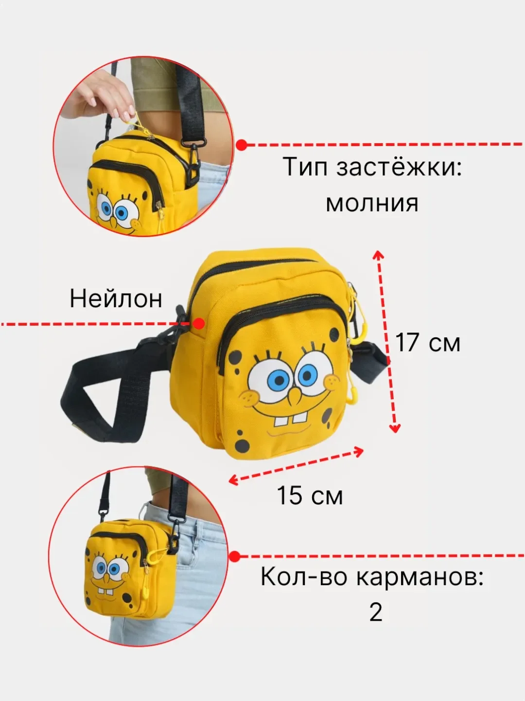 Сумка через плечо "Спанч Боб", унисекс