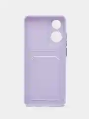 Сиреневый силиконовый чехол для OPPO A78 (Оппо А78) с карманом для карт, прозрачный