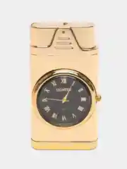 Золотой стильная зажигалка с часами  в подарочной коробке
