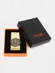 Золотой стильная зажигалка с часами  в подарочной коробке