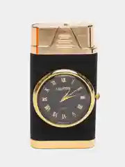 Черный стильная зажигалка с часами  в подарочной коробке