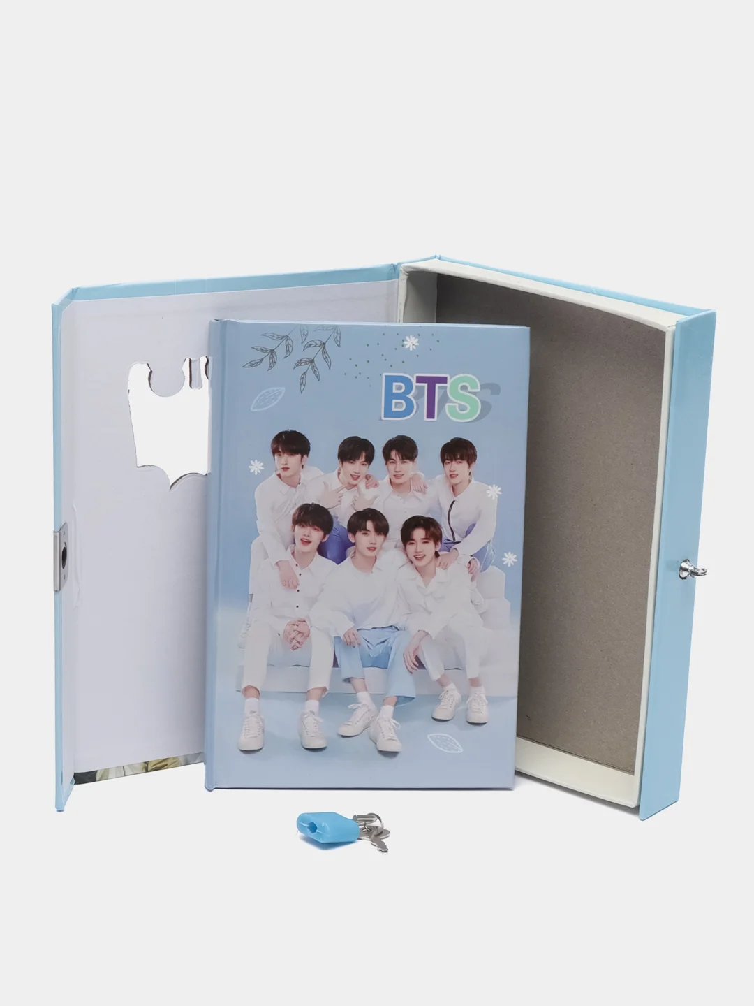 Голубой блокнот k-pop BTS в подарочной коробке с замком