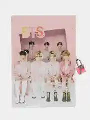 Розовый блокнот k-pop BTS в подарочной коробке с замком