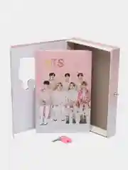Розовый блокнот k-pop BTS в подарочной коробке с замком