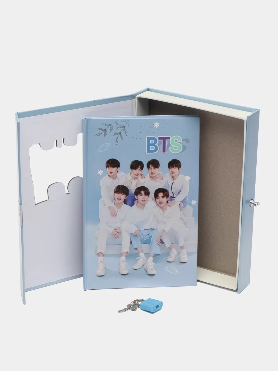 Розовый блокнот k-pop BTS в подарочной коробке с замком