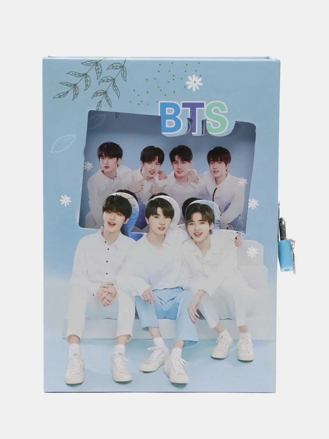 Синий блокнот k-pop BTS в подарочной коробке с замком