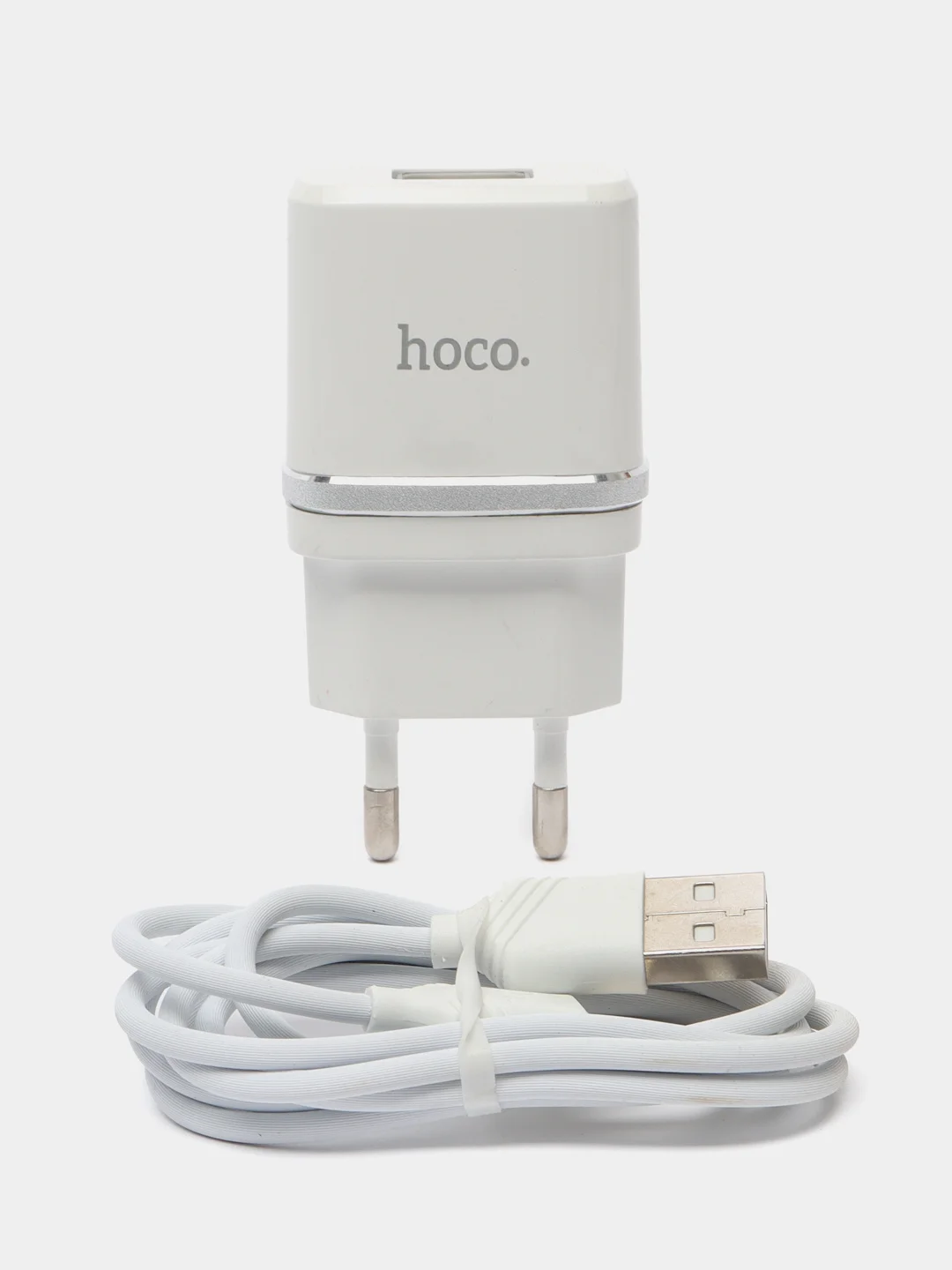 Белый сетевое зарядное устройство, с кабелем lightning Hoco C11