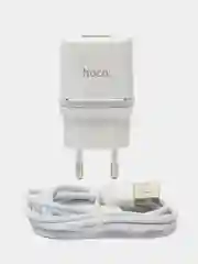 Белый сетевое зарядное устройство, с кабелем lightning Hoco C11