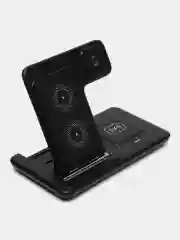 Черный беспроводная зарядная станция для смартфона, часов и наушников