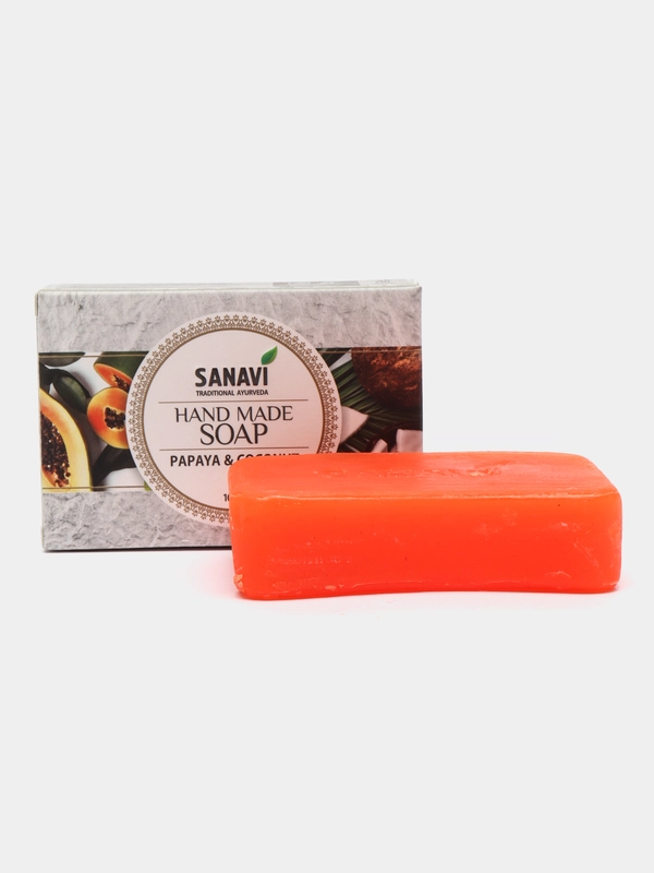 Мыло туалетное ручной работы Папайя и Кокос, Санави. Sanavi, 100 гр
