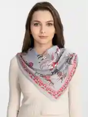 Серый меланж платок шелковый