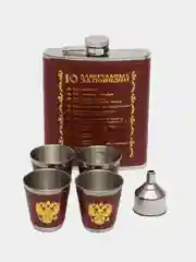 Алый подарочный набор Фляжка 530мл c рюмками 60мл в коробке