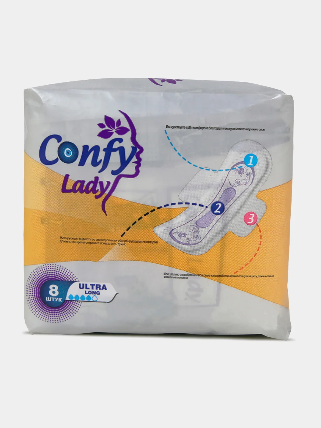 Гигиенические женские прокладки Confy Lady Ultra Long 8 шт (1+1)