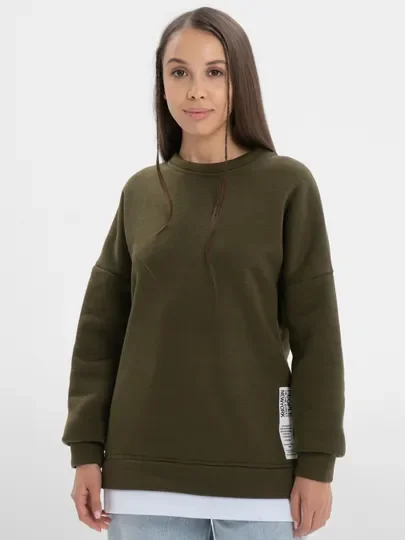 Зелёный хаки толстовка, худи, кофта женская утепленная