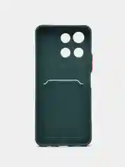 Зеленый силиконовый чехол для HONOR X6a (Хонор Х6а Икс 6 а) с карманом для карт, прозрачный
