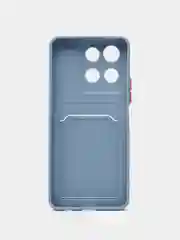 Синий меланж силиконовый чехол для HONOR X6a (Хонор Х6а Икс 6 а) с карманом для карт, прозрачный