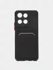 Черный силиконовый чехол для HONOR X6a (Хонор Х6а Икс 6 а) с карманом для карт, прозрачный