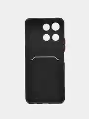 Сиреневый силиконовый чехол для HONOR X6a (Хонор Х6а Икс 6 а) с карманом для карт, прозрачный