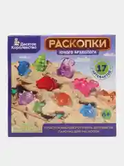 Аметистовый развивающая игра "Раскопки. Набор юного архелога" драгоценные камни, ракушки и динозаврики