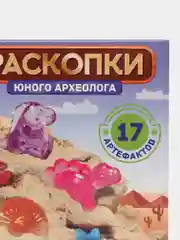 Аметистовый развивающая игра "Раскопки. Набор юного архелога" драгоценные камни, ракушки и динозаврики