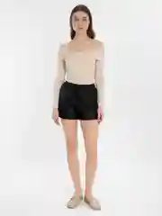 Черный женские шорты кожаные