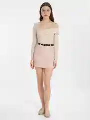 Розовый юбка мини, твидовая, в клетку