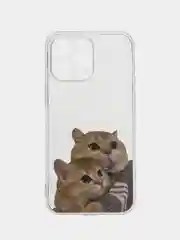 Карамельный чехол для iPhone 11 12 13 14 Pro Max mini 7 8 X XS XR с принтом коты прозрачный