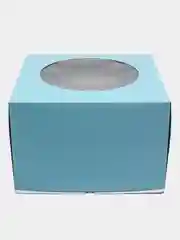 Белый коробка, упаковка для торта с круглым окном, белая, золото, синяя