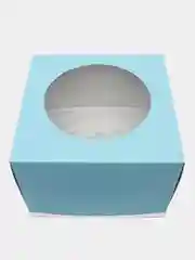 Белый коробка, упаковка для торта с круглым окном, белая, золото, синяя