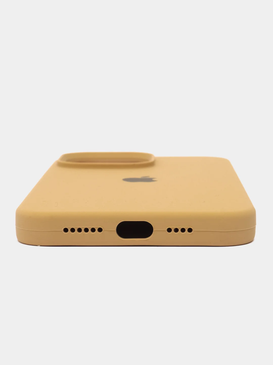 Горчичный чехол Silicone Case для iPhone 14, 14 Pro, 14 Plus, 14 Pro Max, с закрытым низом