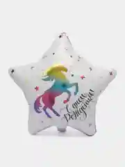 Розовый воздушный шар-фигура на подставке, Радужный единорог, надувается воздухом