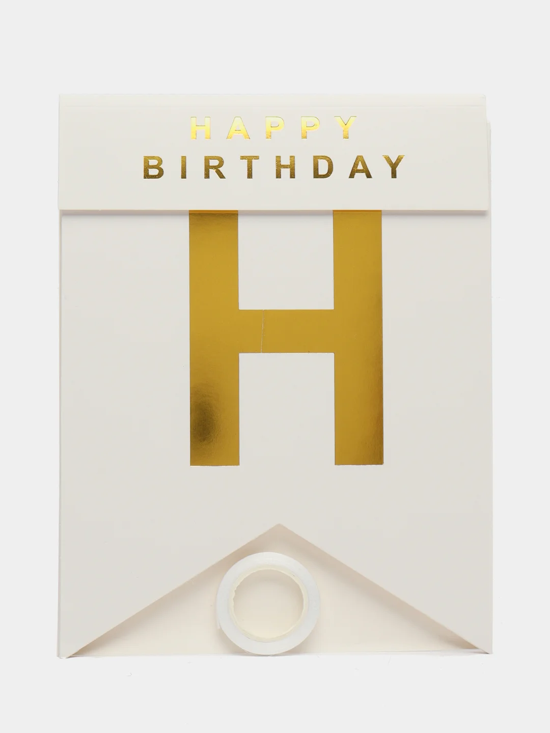 Белый растяжка бумажная на день рождения, из букв, "Happy Birthday", 16х20 см