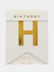 Белый растяжка бумажная на день рождения, из букв, "Happy Birthday", 16х20 см