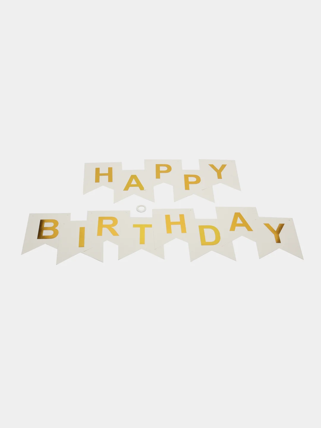 Белый растяжка бумажная на день рождения, из букв, "Happy Birthday", 16х20 см
