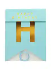 Голубой растяжка бумажная на день рождения, из букв, "Happy Birthday", 16х20 см