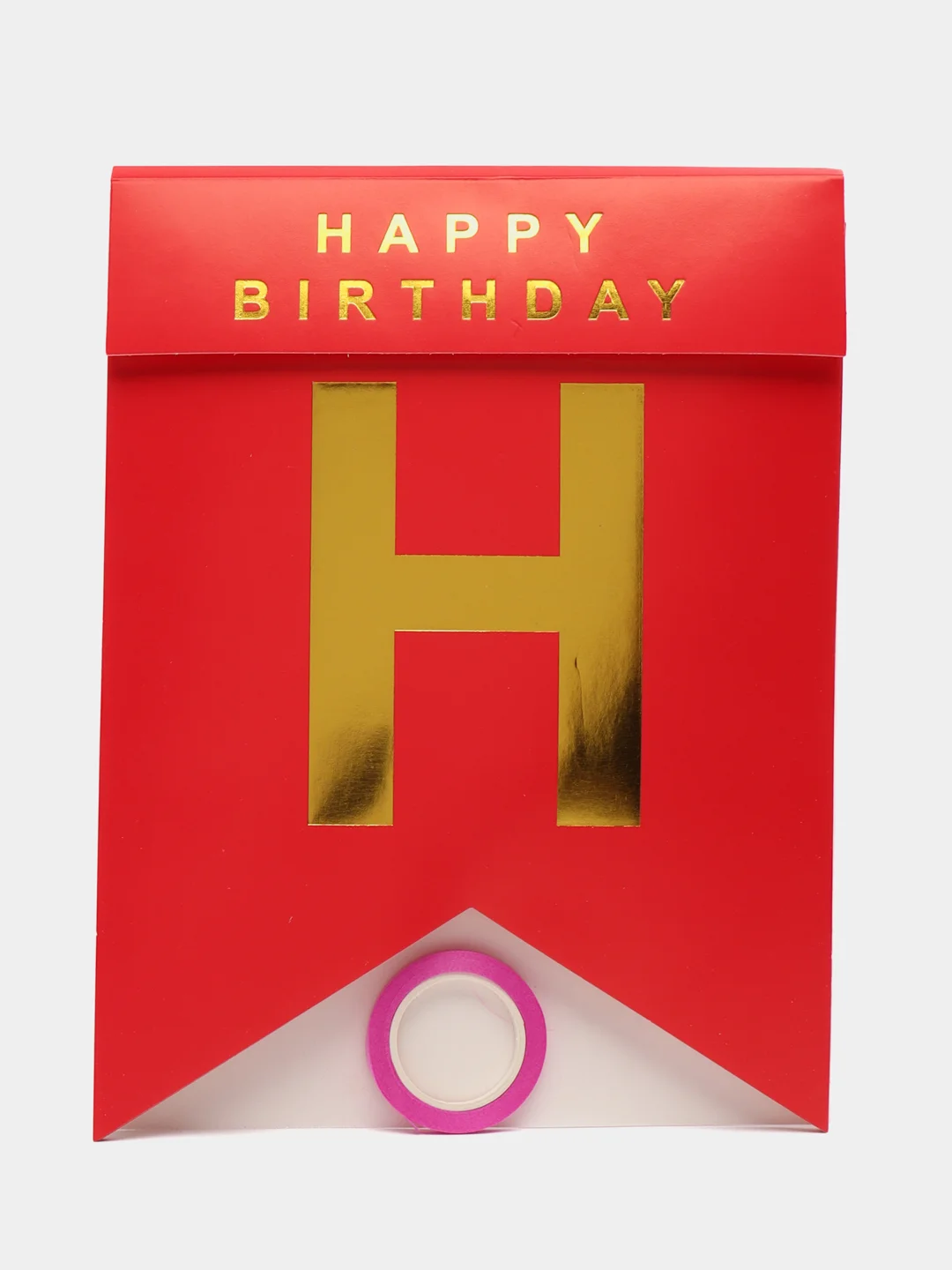 Красный растяжка бумажная на день рождения, из букв, "Happy Birthday", 16х20 см