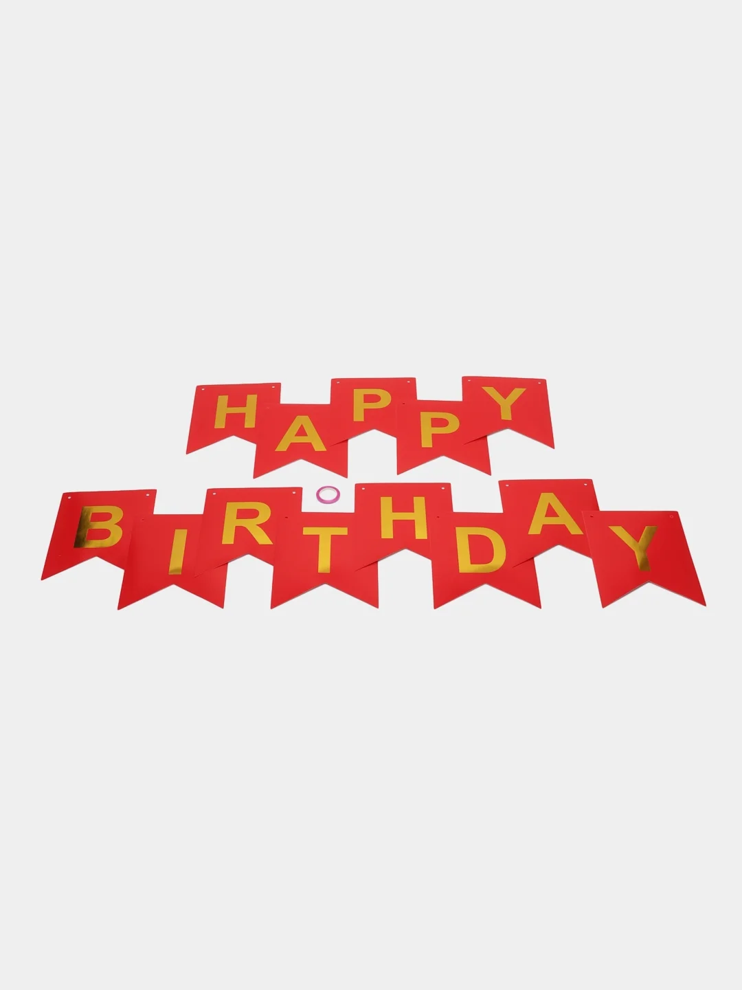 Красный растяжка бумажная на день рождения, из букв, "Happy Birthday", 16х20 см