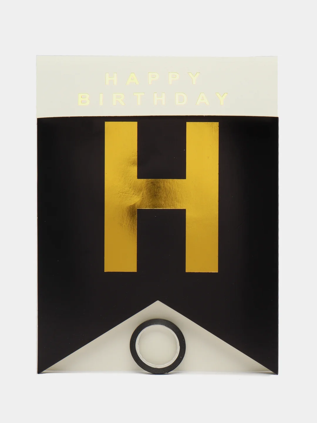 Черный растяжка бумажная на день рождения, из букв, "Happy Birthday", 16х20 см